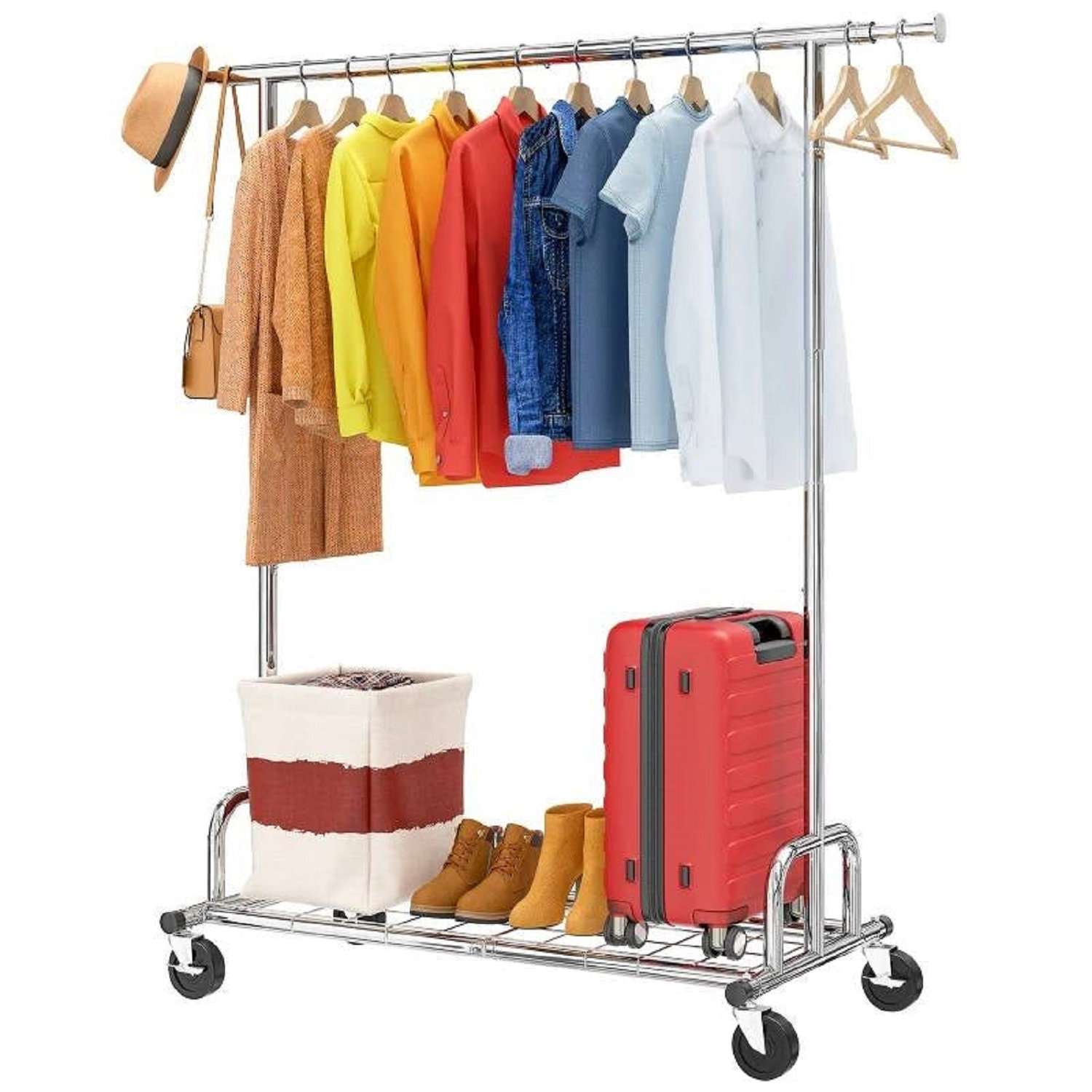 17 Stories Heavy Duty Metal Garment Rack On Lockable Casters - 450lb ...