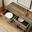 Grey Wash Storage Cabinet With Removable Wine , 2 Drawers, Rustic For Dining Room Sideboard Big Shelves,