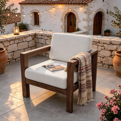 Chaise d'extérieur en bois massif Yulita