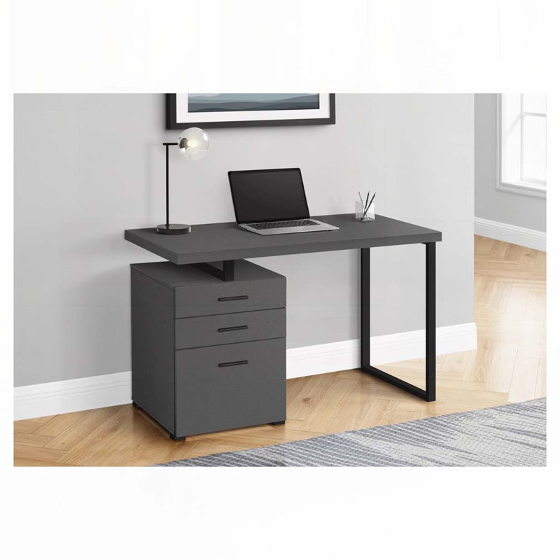Babken Reversible Desk, Gray/Gray