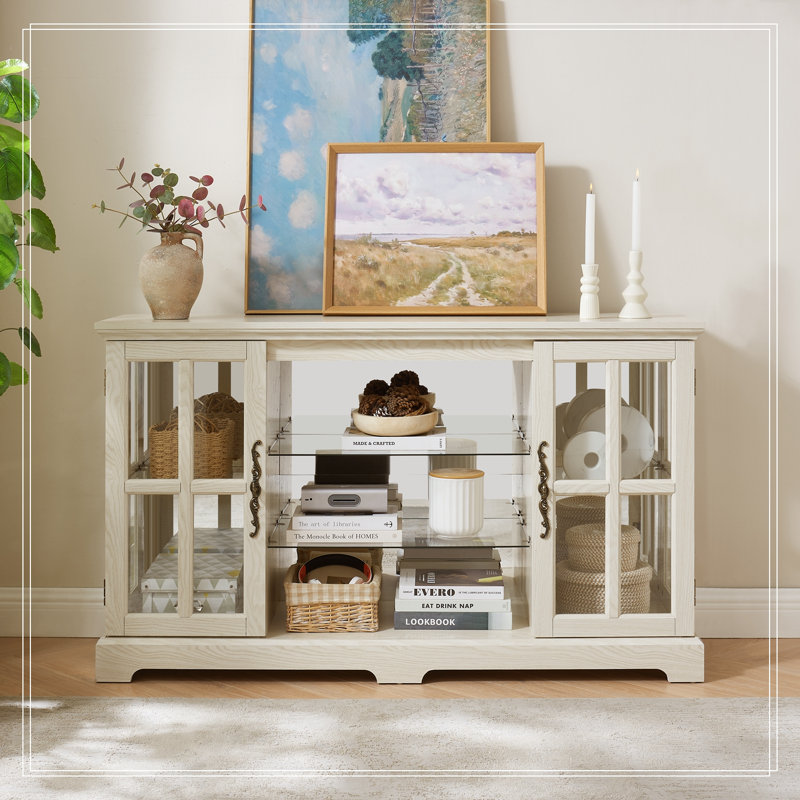 Gabbie avec 2 portes vitrées et 2 tablettes réglables à 2 niveaux, Blanc
