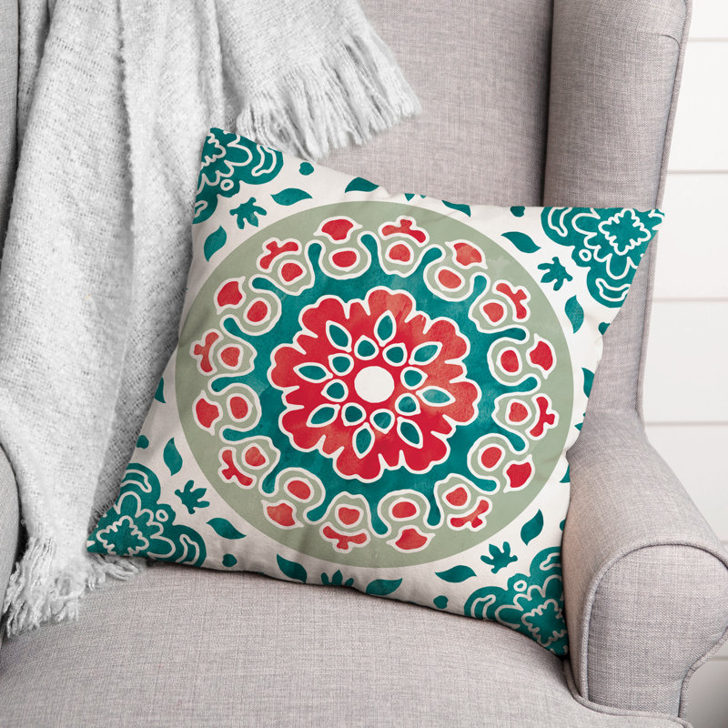 Morrocan Outdoor Reversible Throw Pillow, Turquoise