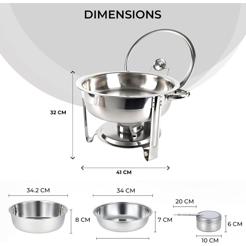 Mantraraj Stainless Steel Chafing Dish With Tempered Glass Lid 4.5l Round Food Warmer Buffet Server Serving Dishes
