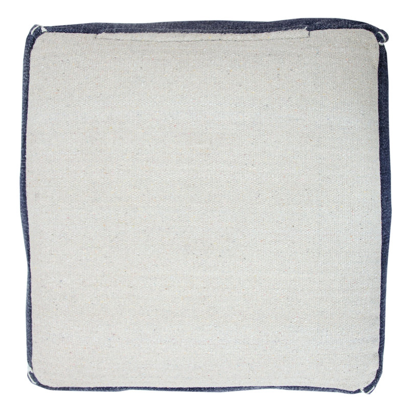 Handcrafted Navy and White Cotton Geometric Pouf Ottoman