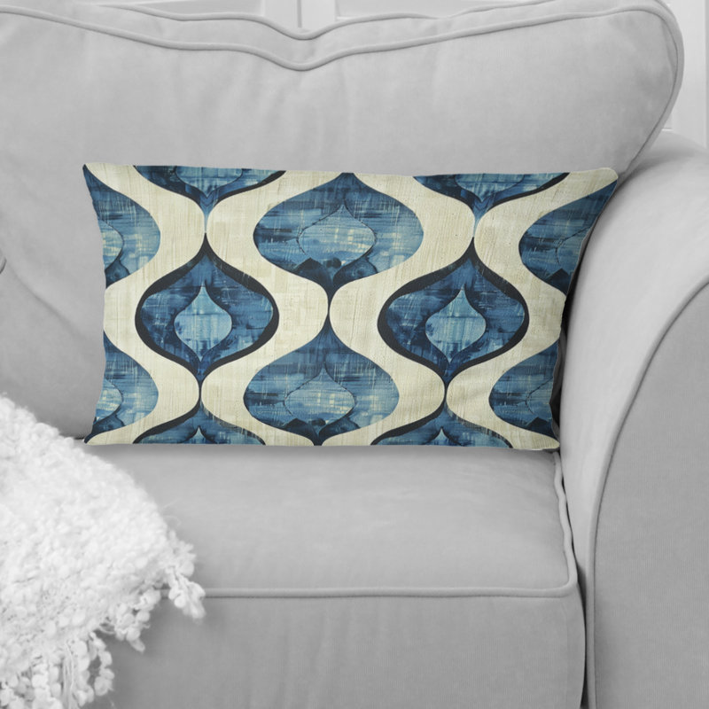 Blue Ogee Patterns IX - Midcentury Lumbar Pillow