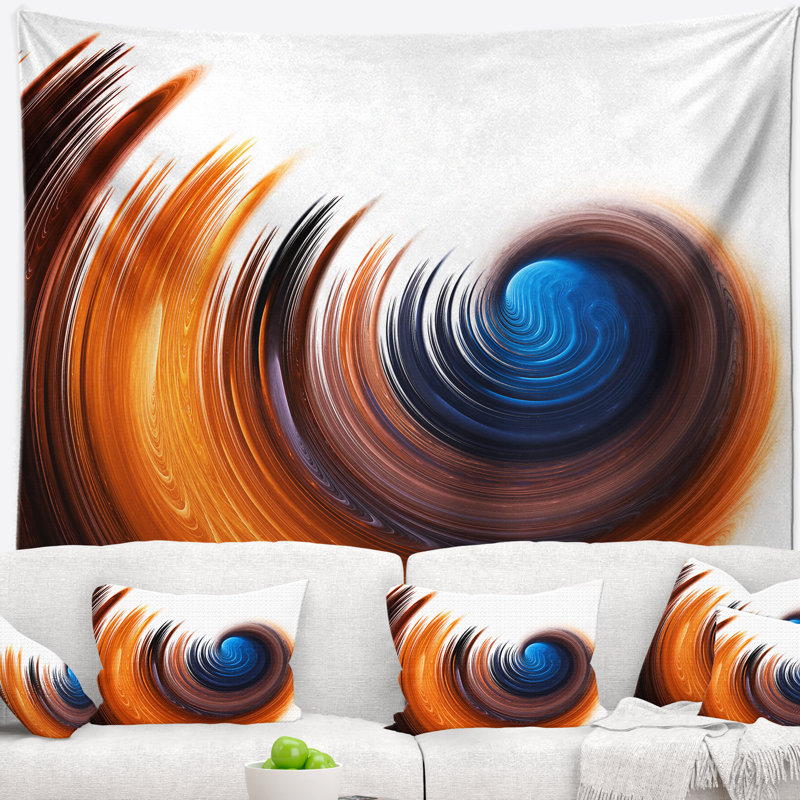Tapisserie abstraite élégante de conception en spirale, H 32 po x l 39 po