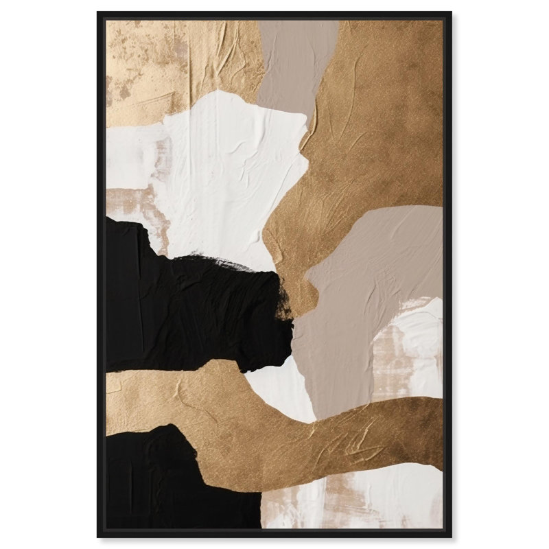 Art mural moderne neutre sur toile, H 16 po x l 11 po, Cadre noir