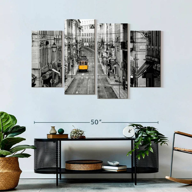 Reproduction d'art sur toile jaune, H 52 po x l 32 po x P 1,25 po