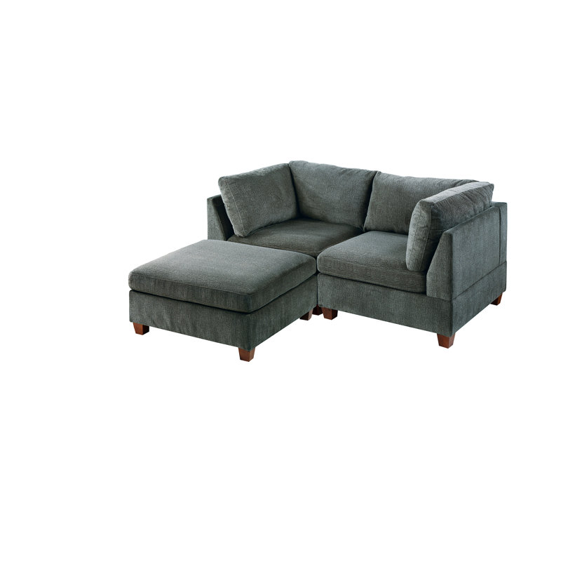 Modulaire - gris 3 pièces: chaise en tissu de chenille et structure en bois gris: