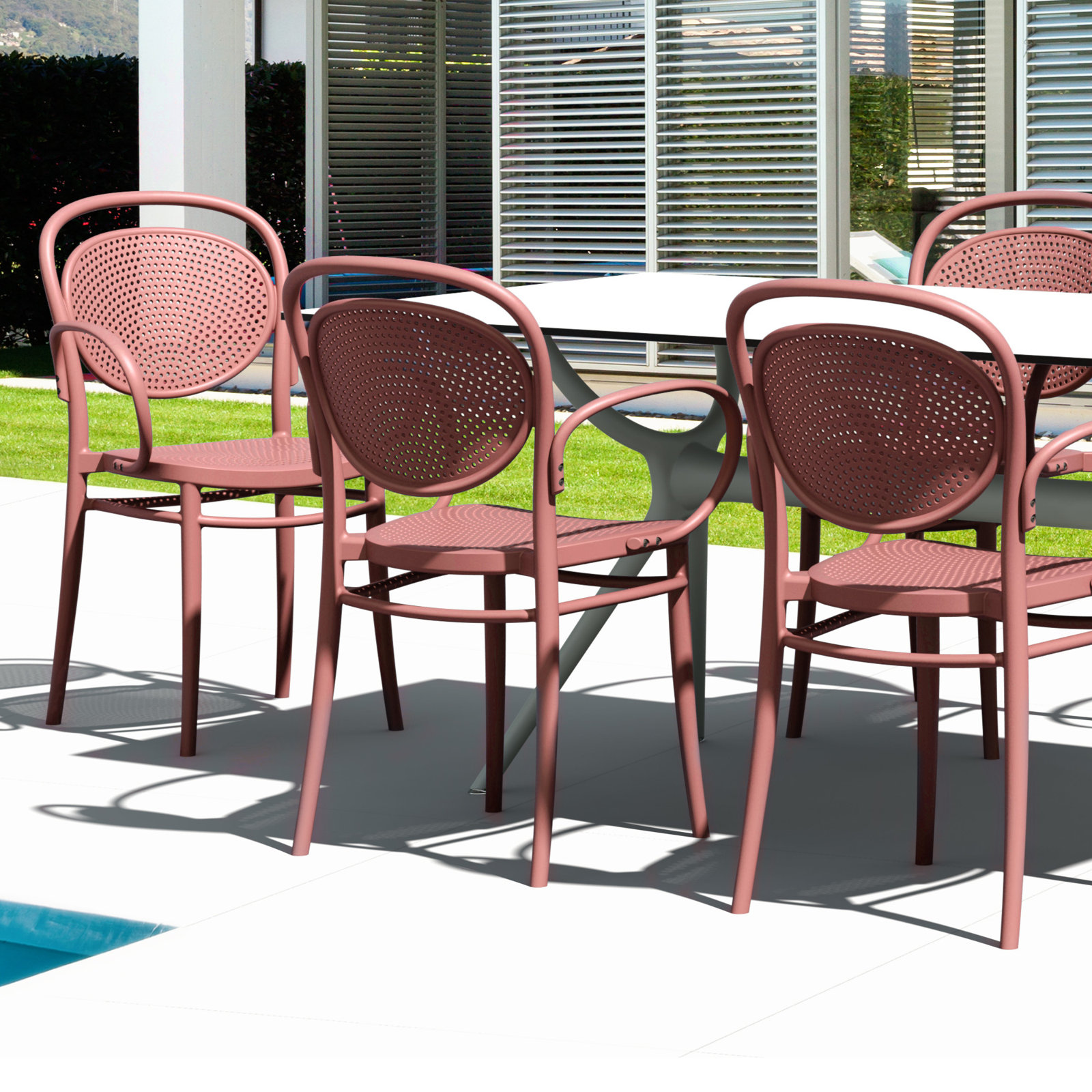 Farrah Stackable Patio Armchair, Marsala
