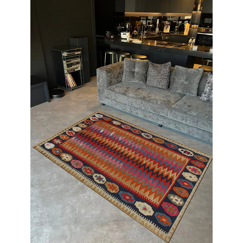 Tapis intérieur / extérieur brun en polypropylène tissé à la machine Kressler, Rectangle 3 pi 11 po x 6 pi 7 po