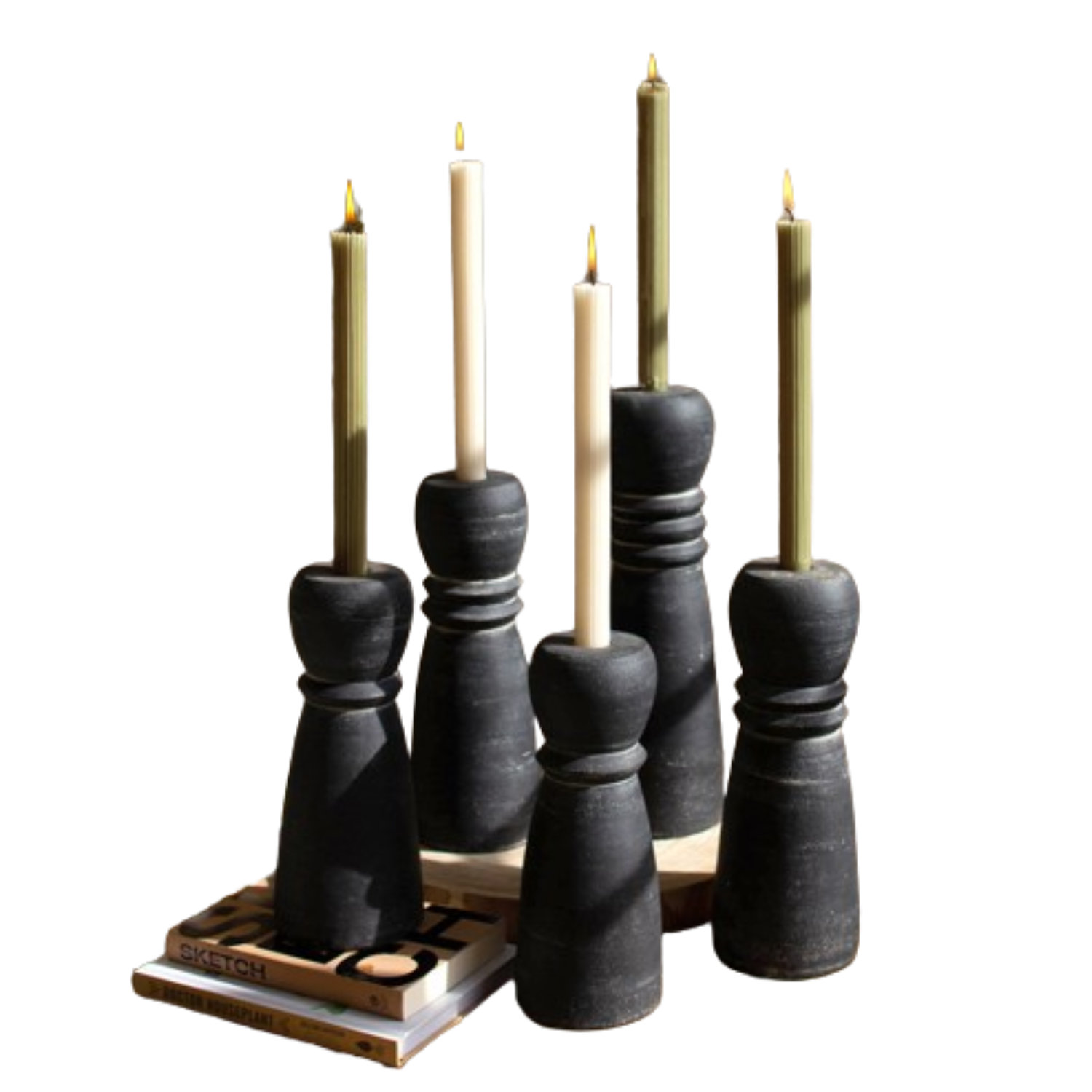 Kalalou 3-Piece Antique Brass Taper Candle Holder Set