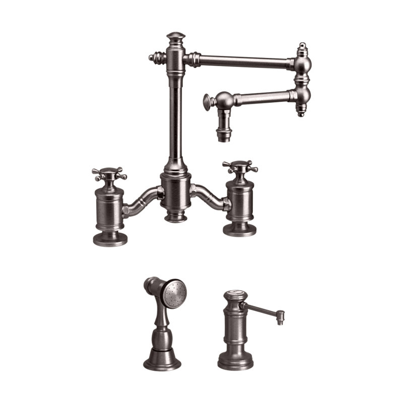 Towson Bridge Faucet - 12" Articulated Spout, Caribbean Bronze