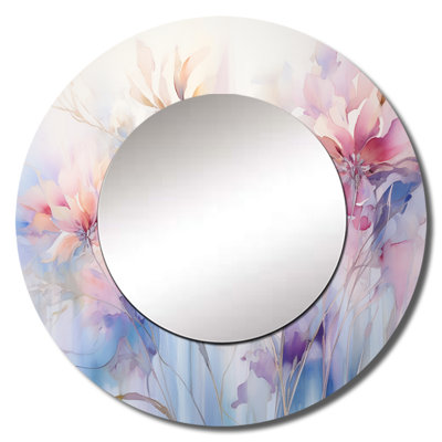 Purple Dreamy Florals II - Abstract Botanicals Round Mirror Wall Decor_MTMIR63953