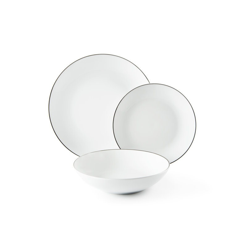 Piece Porcelain China Dinnerware Set - Service for 6, Platinum
