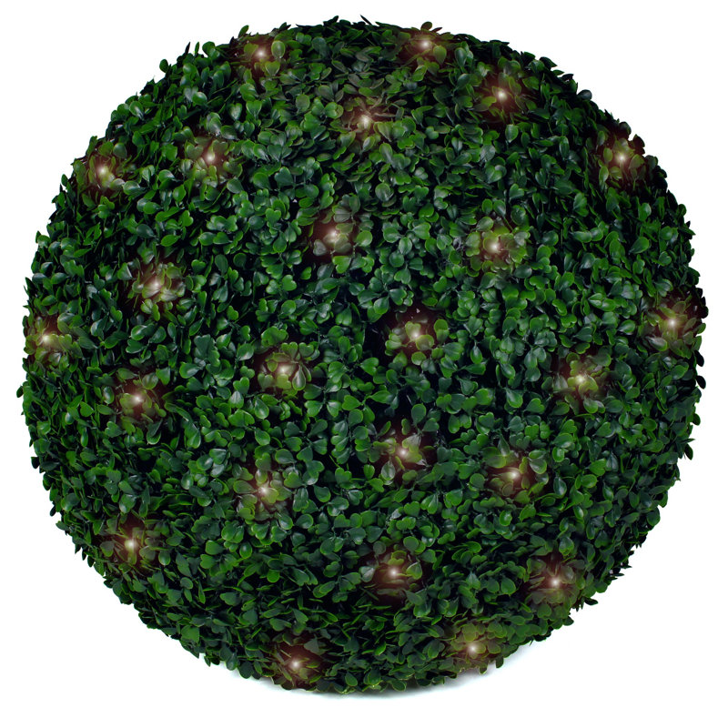 19" Green Plastic Boxwood Lighted Topiary Ball Centerpiece