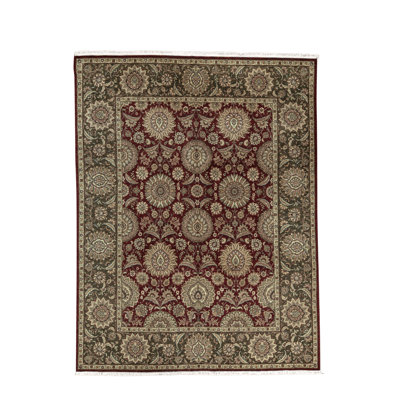 Tapis oriental en laine noué à la main Manchuria vin / vert / beige