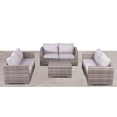 Ensemble de conversation pour 6 personnes avec coussins Carbary Wicker