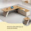 Bureau 86,61 po moderne en forme de L à panneau de particules brun-855914843