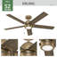 Ventilateur de plafond à 6 pales de 52 po avec ensemble de lumières DEL et chaînette Erling-84053933