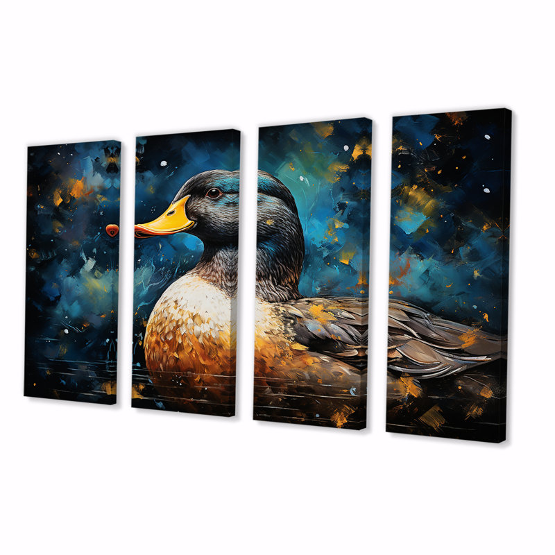 Élégant art baroque bleu canard baroque 4 pièces, H 28 po x l 48 po