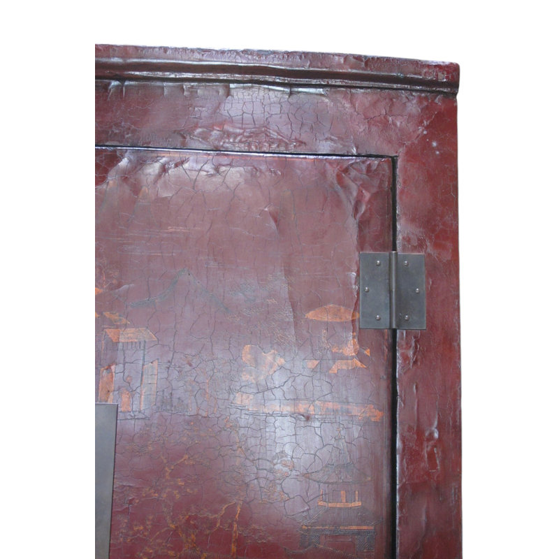 80" Inch High Chinoiserie-Style Red Elm Armoire