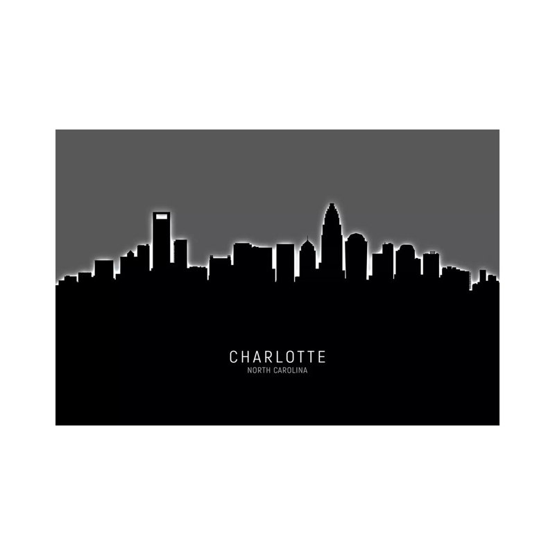«Charlotte North Carolina Skyline» par Michael Tompsett, impression sur toile tendue, H 18 po x l 26 po x P 1,5 po