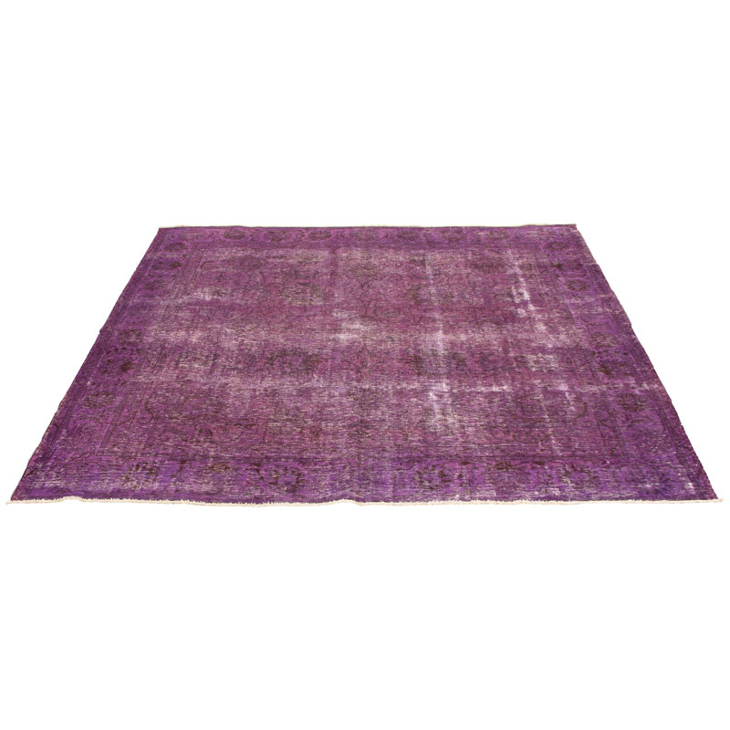 Tapis unique en laine noué à la main mauve foncé de style années 1980 de 8 pi 10 po x 9 pi 10 po Fiori