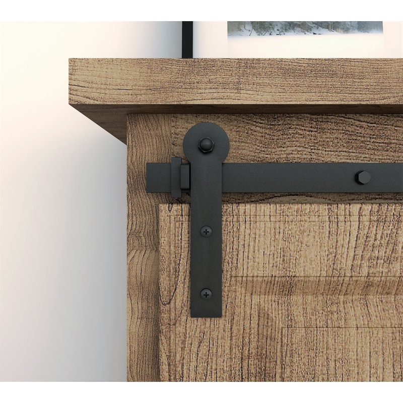 Ensemble de quincaillerie de porte de grange ronde standard à une seule voie (porte non incluse), Noir, 72 po