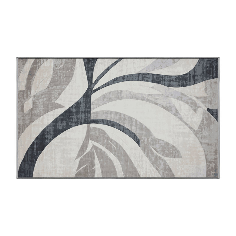 Tapis gris lavable à la machine, Rectangle 5 pi x 7 pi