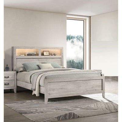 Lit simple de 1 lit simple avec tablettes de tête de lit et mobilier contemporain blanc clair