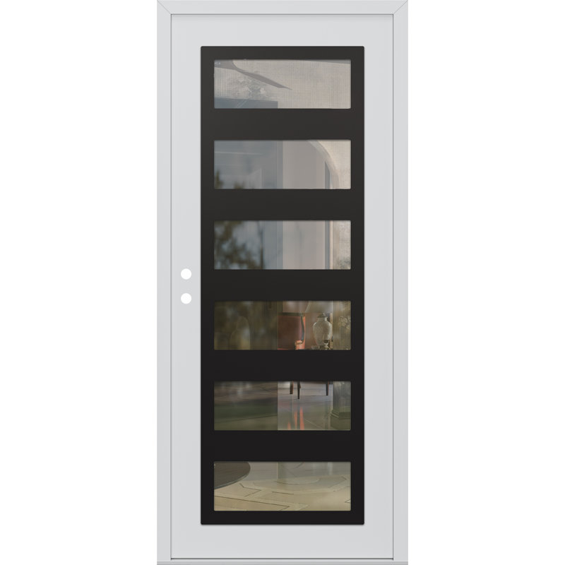 C9 droite 36 po X 80 po Porte d'entrée avant à panneau pré-montée en verre blanc et blanc à panneaux, Oui, Clair