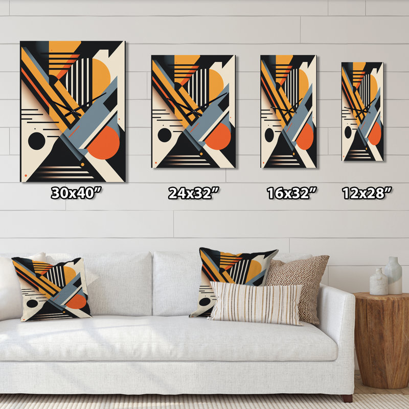 Graphic Retro Compositions I - Geometric Modern Wall Clock, Extra Large
