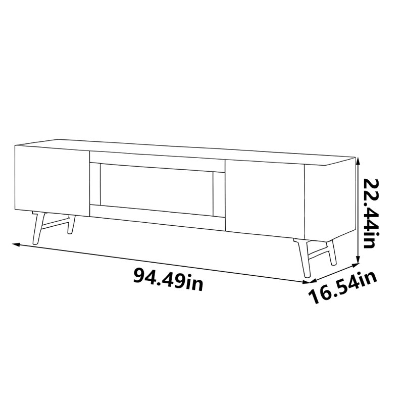 Nordic style solid wood TV cabinet, 94.49"
