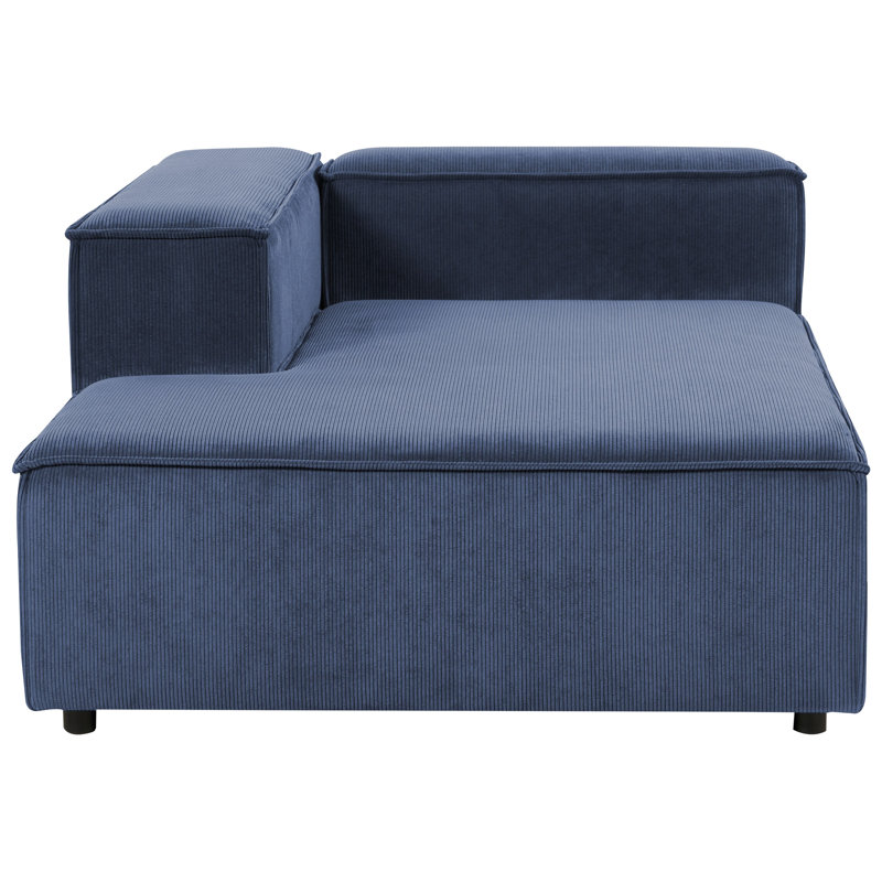 Aleecya 1 Seater Corduroy Sofa, Blue, Left Hand Facing