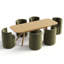 Ensemble de table de salle à manger extensible en placage de bois de 78" à 96" avec 6 chaises en velours et roulettes dissimulées-1120649913