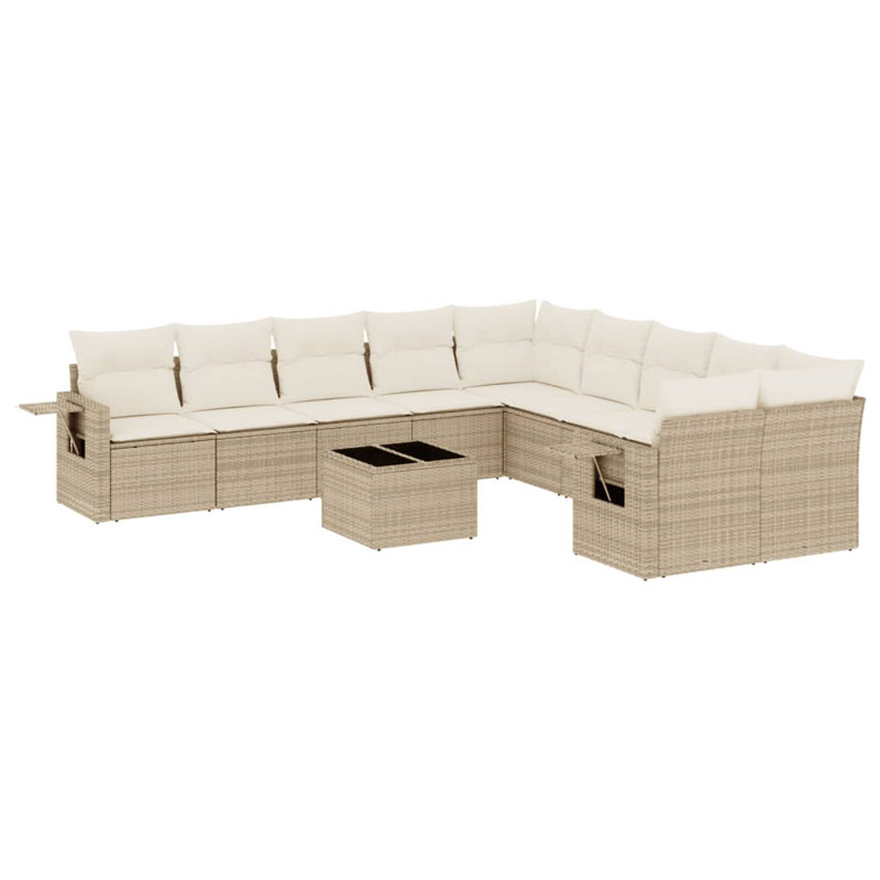 Ensemble de canapé de jardin en rotin PE beige, acier thermolaqué Vidaxl, verre trempé