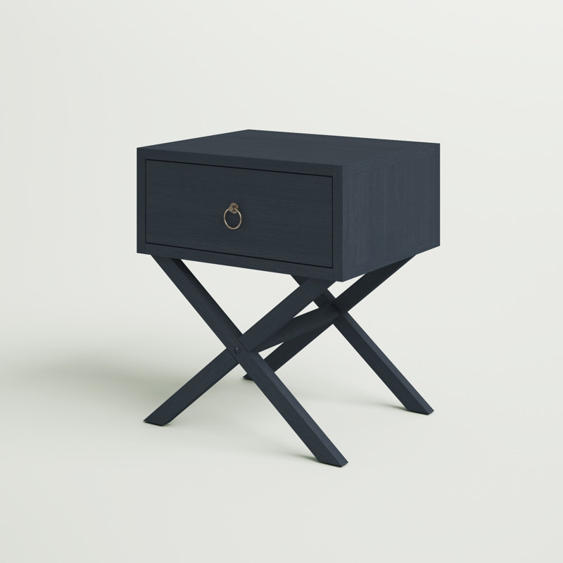 Ballentine End Table with Storage, Brushed Denim