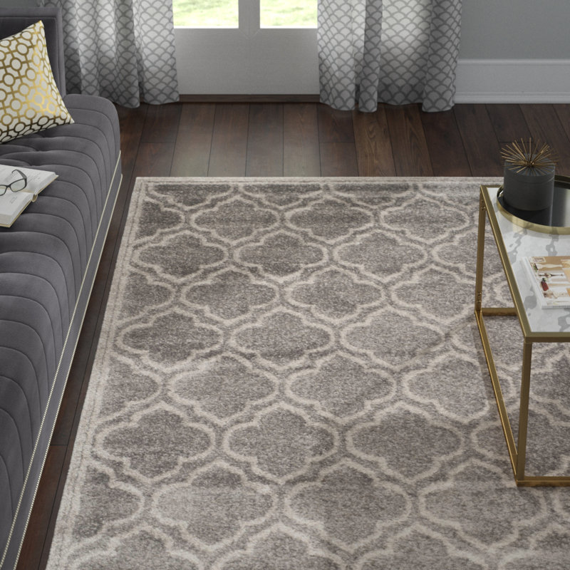 Ammundsen Abstract Grey / Light Grey Area Rug, Rectangle 6' x 9'