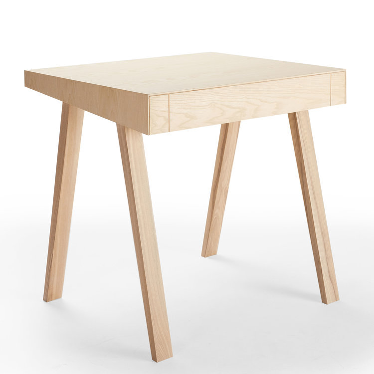 Avice Solid Wood Writing Desk, 70cm H x 140cm W x 76cm D, European Ash