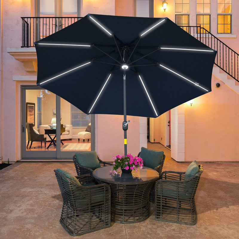 Yakhlef 270cm Lighted Tilt Market Parasol, Blue