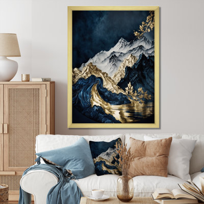 " Gold Frosted River And Mountain I "