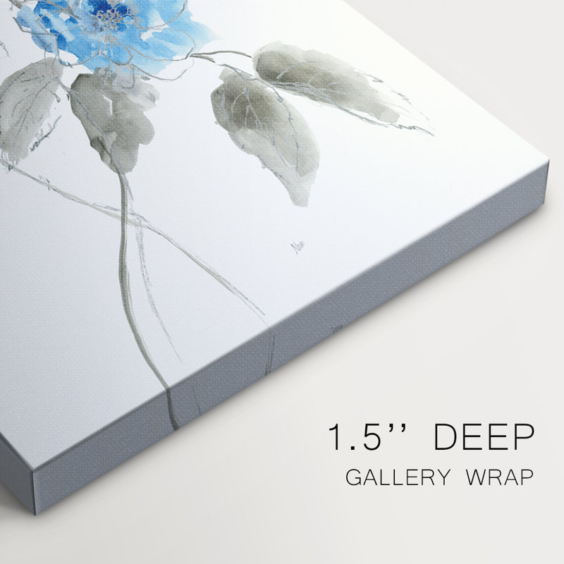 Bleu esquissé III - Cavas enveloppés de galerie, H 36 po x l 24 po