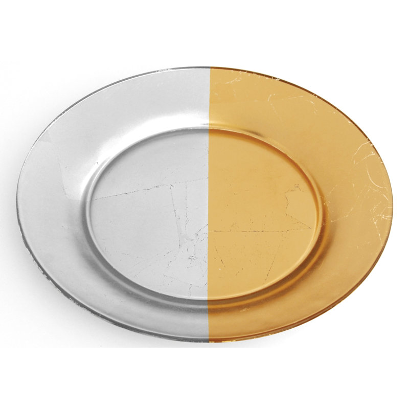 Assiette plate 10,5 po, Argenté/doré