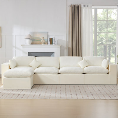 Cloud Boneless Modular Sectional Couch with Ottoman, Oversized Upholstered Convertible Chenille Memory Foam Sofa by Latitude Run