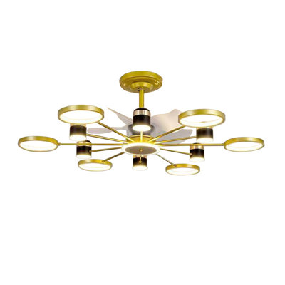 49.2" LED Ceiling Fan with Light and Remote with Starry Sky