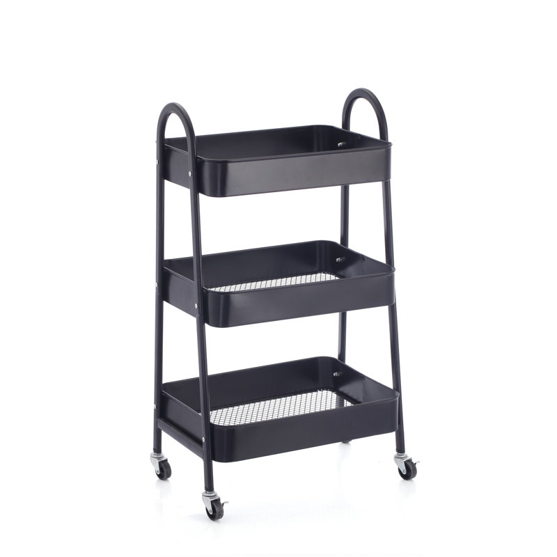 Alvontae Bar Cart, Black, Black