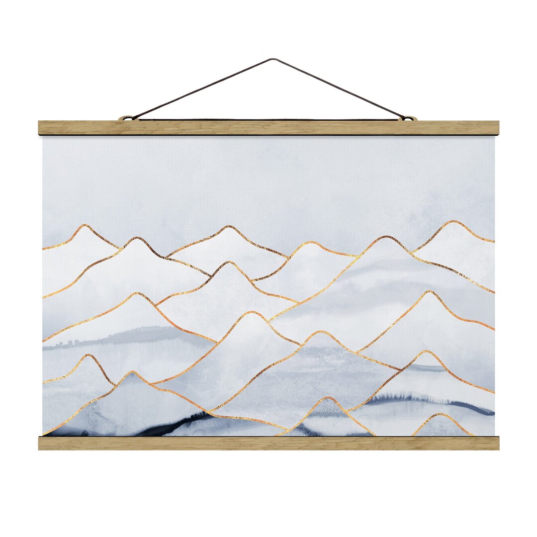 Grafikdruck Mountains White Gold von Elisabeth Fredriksson