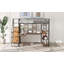 Lit mezzanine double en métal avec escalier de rangement intégré, garde-robe, bureau intégré et tablettes de rangement pour une utilisation optimale de l'espace-1173908355