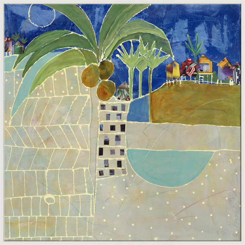 «Beach Town» par Jill Krasner, Cadre blanc